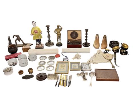 A large quantity of assorted collector's items, including an early 20th century mechanical music box with painted top, playin