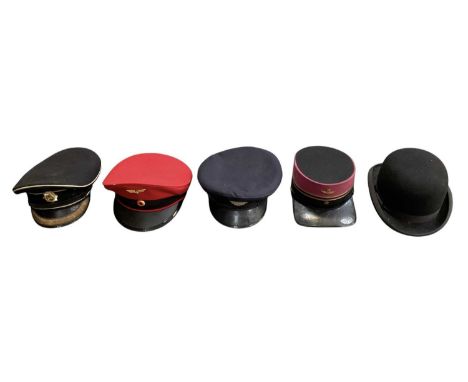 DUNN &amp; CO; a bowler hat, size 7 3/4, a Herbert Johnson WWII British Royal Service hat, a Belgian military hat and two fur