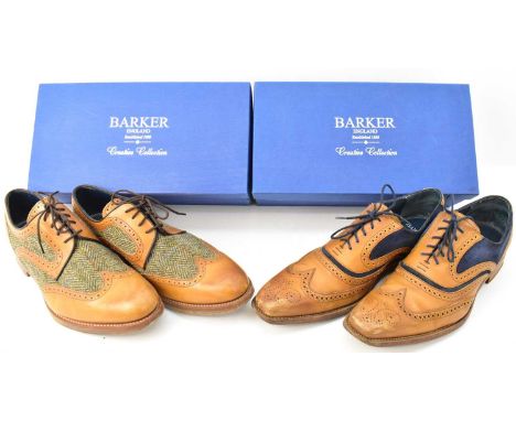 Two pairs of size 10 Barker gentleman's shoes, McClean no. 382926 in cedar calf/navy suede and Dowd no. 400826 in cedar calf 