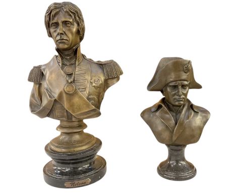 IN THE STYLE OF ANTONIO CANOVA; an early 20th century bronze bust of a Napoleonic Marshal, signed to the reverse and inscribe