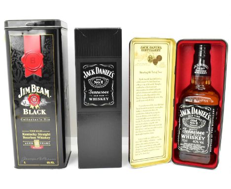 WHISKEY; three boxed bottles of American whiskey comprising Jim Beam Black Sour Mash Kentucky Straight Bourbon whiskey, aged 