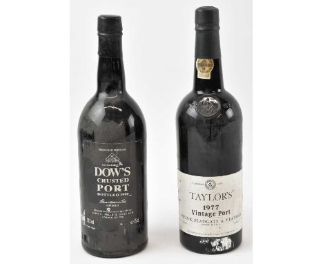 PORT; a bottle of 1977 Taylor's vintage port, 75cl, and a bottle of 1990 Dow's crusted port, 20%, 75cl (2).