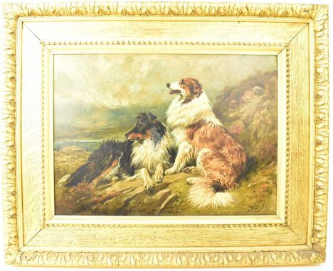 JOHN EMMS (1843-1912); oil on canvas, 'Collies on the Moor', signed lower right 'JNO EMMS', 41 x 56cm, framed.   Provenance: 