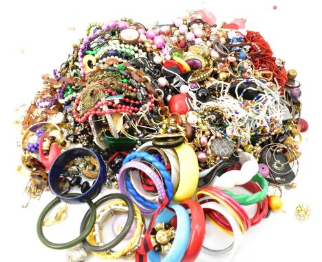 A large collection of mixed vintage and modern costume jewellery.