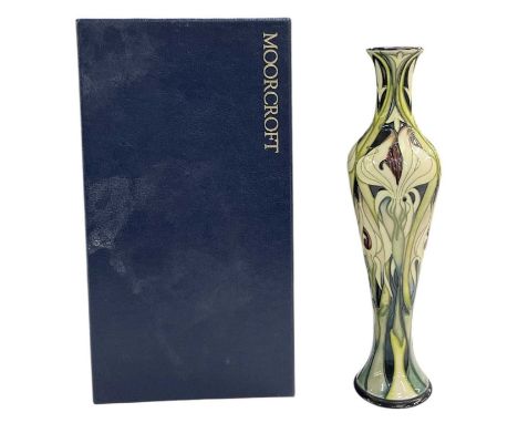 EMMA BOSSONS FOR MOORCROFT; a tall limited edition vase decorated in the 'Mystique' pattern, dated 2003 and numbered 59/200, 