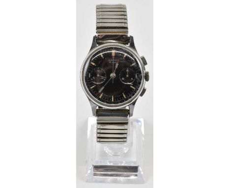 SEKONDA; a rare 1970s vintage chronograph gentleman's wristwatch, the black dial set with hour markers, subsidiary seconds an