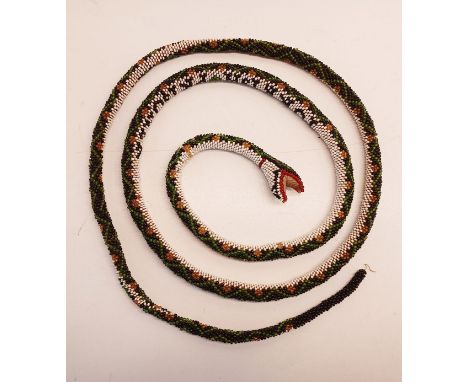 A WW1 TURKISH PRISONER BEADED SNAKE