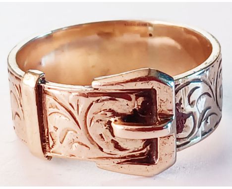 9CT GOLD BUCKLE RING SIZE T 6.3g
THIS LOT IS IN SECURE STORAGE, VIEWING BY APPOINTMENT ONLY  NO. 29