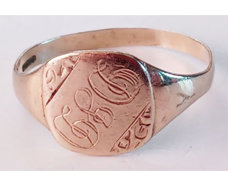 9CT GOLD SIGNET RING SIZE Y 2.6g
THIS LOT IS IN SECURE STORAGE, VIEWING BY APPOINTMENT ONLY  NO. 27
