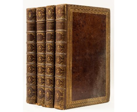 Plutarch. Omnium quae exstant operum, 2 vol. in 4, titles in red &amp; black with engraved portrait vignettes, 2 engraved por