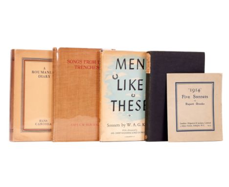 NO RESERVE Brooke (Rupert) Poems, first edition, original cloth, paper label to spine, (label chipped and browned), remains o