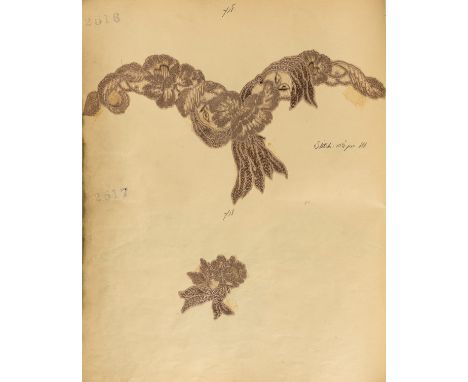 NO RESERVE Textiles.- Lace Sample Book, c.175 lace samples mounted on both sides of 50 leaves, various sizes and colours incl