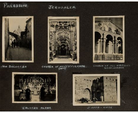 Holy Land.- Royal Air Force pilot's travel album with over 115 small photographs of Jerusalem, Bethlehem, Nazareth and the su