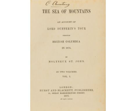 NO RESERVE Canada.- St. John (Molyneux) The Sea of Mountains, 2 vol., first edition, 16pp. adverts, mounted photographic port