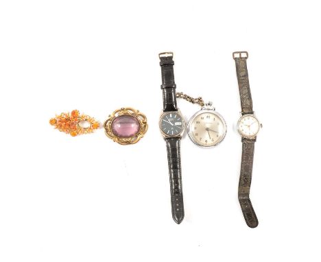 A quantity of vintage costume jewellery and wrist watches, twp Rotary gentleman's wristwatches, lady's gold-plated Tissot wit