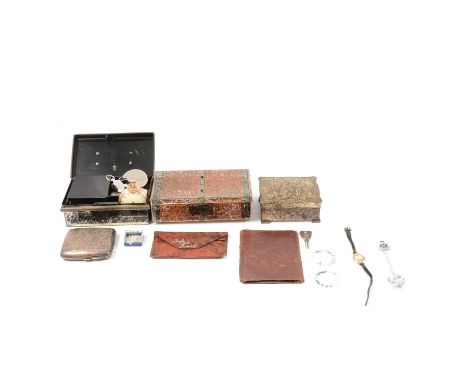 American Half Dollar 1900, silver 3d pieces, Commemorative Crowns; a silver cigarette case, scroll engraved decoration, Birmi