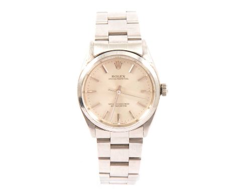 Rolex - a gentleman's Oyster Perpetual 1002 Superlative Chronometer stainless steel wristwatch, 27mm dial with raised baton m