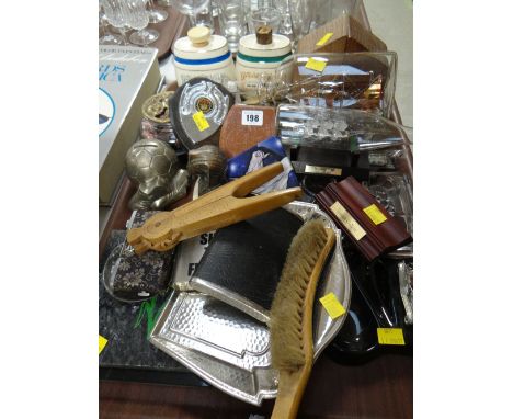 Parcel of collectables including money boxes, ships in bottle, treen nutcracker etc