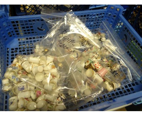 Large quantity of sorted porcelain thimbles including Royal Worcester, Royal Albert, Coalport etc