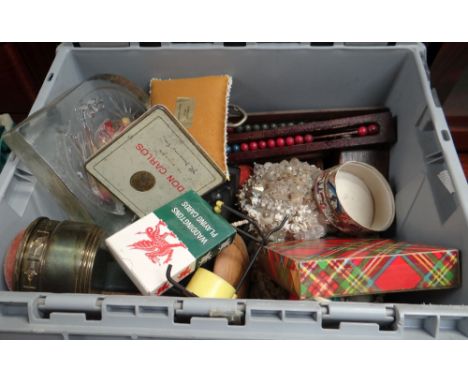 Box of mixed items including playing cards, games, boxes etc