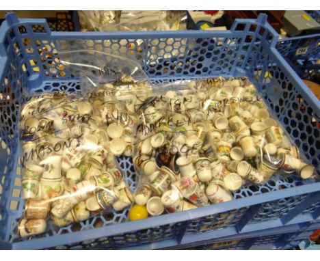 Large quantity of sorted porcelain thimbles including Wedgwood, Spode and Aynsley