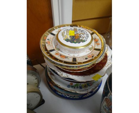 A quantity of Staffordshire plates including Spode, Derbyshire etc