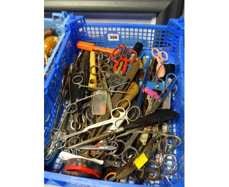 A large quantity of needlework, scissors and tools
