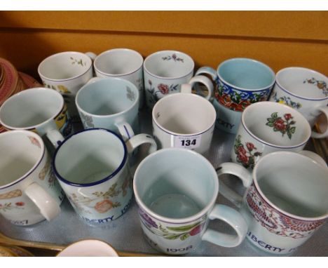 Thirteen Liberty commemorative mugs by Poole pottery