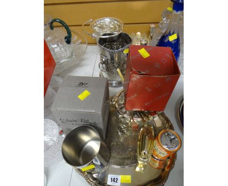 A parcel of mixed electroplate including tray, wine holder etc