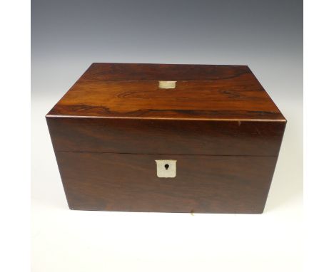 A Victorian rosewood veneered Toilet Case, with the retailer's label, 'Gale &amp; Lawday, Liverpool &amp; London Bazaar, The 