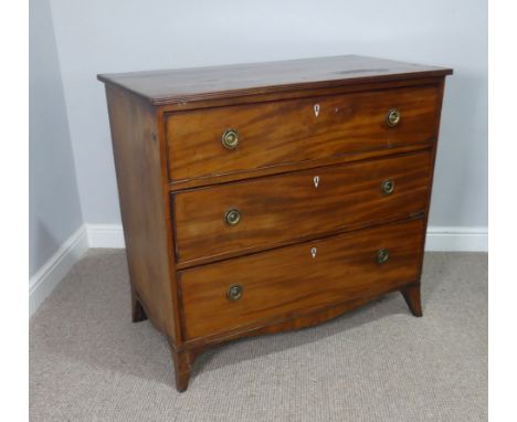 An Edwardian walnut Chest of drawers,&nbsp; three long graduating drawers, standing on splayed bracket supports, W 95 cm x H 