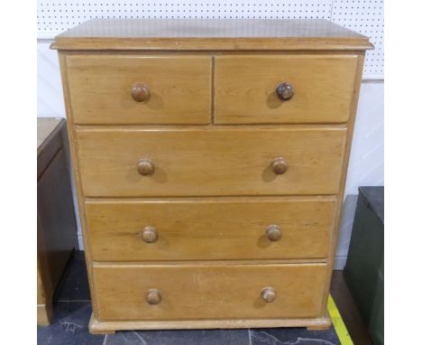 A large Victorian pine Chest of drawers, W 103 cm x H 121 cm x D&nbsp;55 cm. 