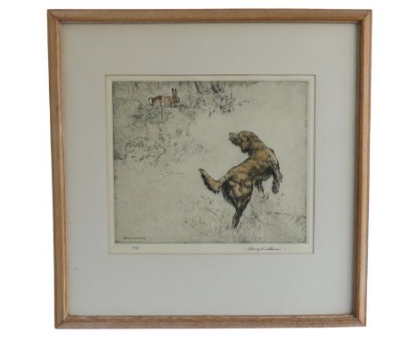 Henry Wilkinson&nbsp;(British, 1921-2011), Hunting Dogs and Prey, four drypoint etchings highlighted with colour, limited edi