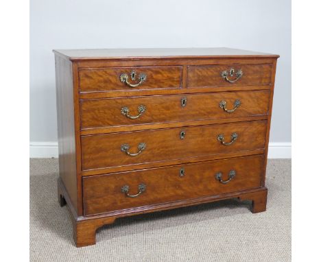 A small Georgian mahogany Chest of drawers, two short drawers over three long graduating drawers, raised on bracket feet, W 9