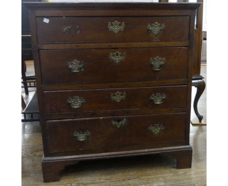 A Georgian oak Chest of drawers, with broken handle and lock, see images, W 85.5 cm x H 92 cm x D 53 cm. 