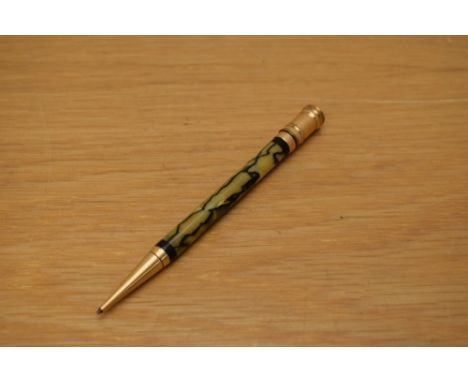 A Parker Duofold propelling pencil in pearl and black with ring top