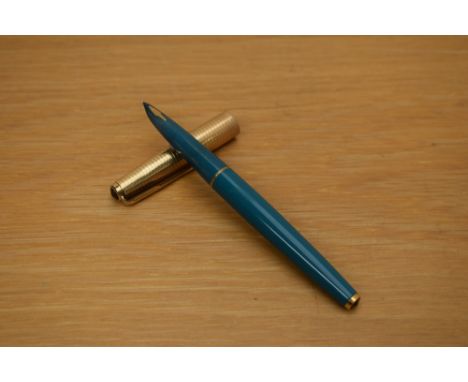 A Parker 61 Consort capillary fill fountain pen in turquoise with rolled gold cap