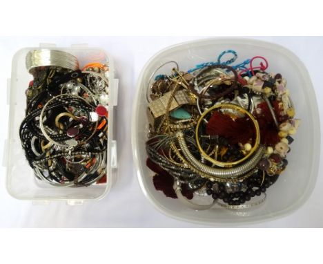 LARGE SELECTION OF COSTUME JEWELLERYincluding various bead necklaces, a silver and wire bangle, enamel decorated bracelet, ot