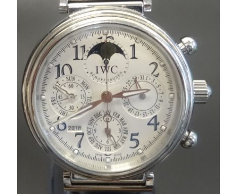 INTERNATIONAL WATCH COMPANY (IWC) DA VINCI PERPETUAL CALENDAR WRISTWATCHthe circular cream dial with Arabic numerals, perpetu