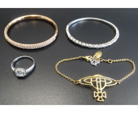 SELECTION OF FASHION JEWELLERY comprising a Vivienne Westwood bracelet; a Pandora silver bangle set with CZ; a Swarovski crys