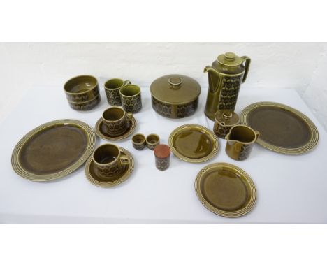 RETRO 1970s HORNSEA 'HEIRLOOM' COFFEE/TEA/DINNER SERVICEcomprising coffee pot, six coffee cups, six saucers, six tea mugs, si
