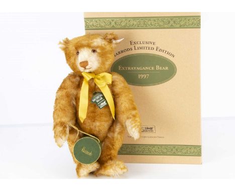 A Steiff limited edition Harrods musical Extravagance Teddy Bear, 172 of 2000, golden tipped mohair, plays Shirley Bassey's "