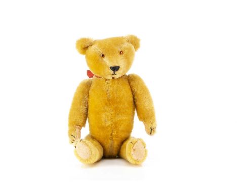 Nutbourne -  a fine 1920/30's American Teddy Bear, with golden mohair, orange and black glass eyes, black stitched nose, swiv