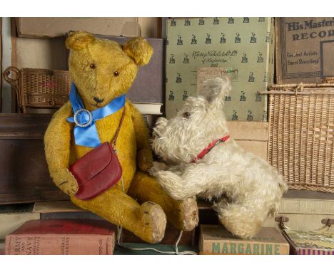 Brimfield and Darby - a large German 1930s Teddy Bear, with golden mohair, orange and black spiked glass eyes, pronounced muz