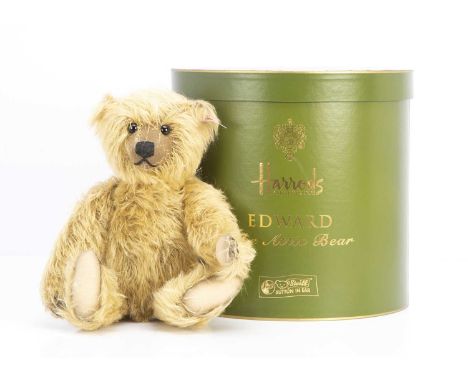 A Steiff limited edition Harrods Edward The Attic Teddy Bear, 376 of 1500, with certificate presented in a Harrods's green ha