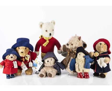 A selection of small Paddington Bears,  including three Gabrielle Designs, one as a hand puppet, two Eden toys, another and a