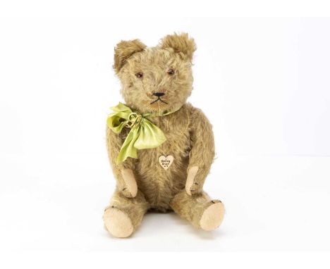 Darley Green - a 1930's German Teddy Bear, with blonde mohair, orange and black glass eyes, black stitched nose and mouth, sw