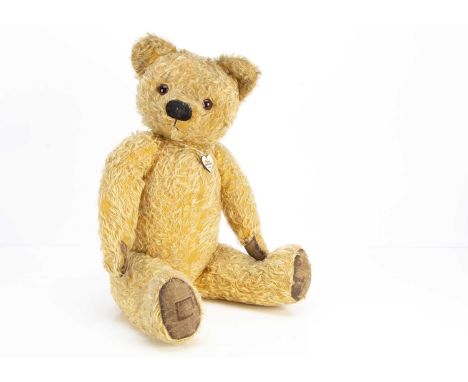 Teddy Goodhouse- a post-war Chad Valley Teddy Bear, with golden mohair, orange and black glass eyes, swivel head, jointed lim