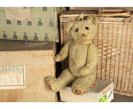 Cheffin - a Terrys-type Teddy Bear 1915-20, with blonde mohair, large clear and black glass eyes with brown painted backs, pr