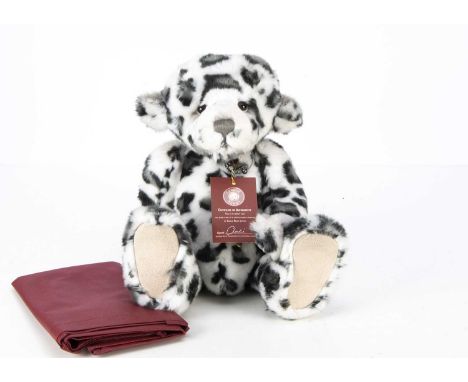 A Charlie Bears limited edition Akhuti Teddy Bear, 2034 of 4000, designed by Isabelle Lee, leopard print plush, with card cer